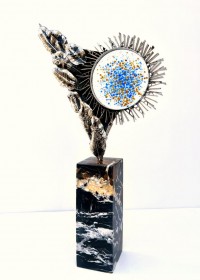 Shakil Ismail, 14 x 25 Inch, Metal Sculpture with Glass, Sculpture, AC-SKL-142